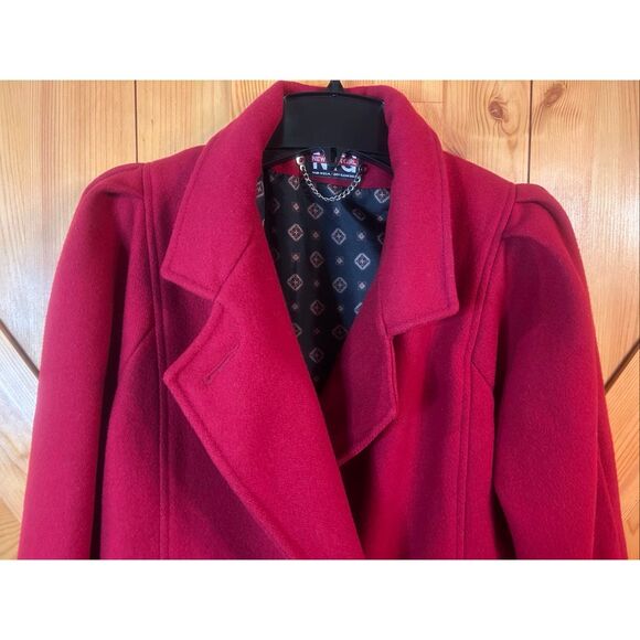 VINTAGE New York Girl Lined Double Breasted Red Wool Peacoat READ Size Medium (5 - Picture 3 of 6